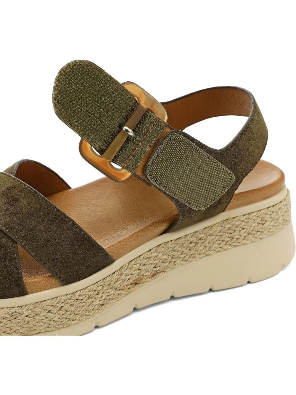 Womens Green Comfortable Solid Espadrille Low Wedge Heel Platform Sandal Shoes